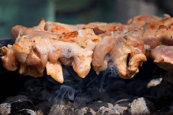Deliciosos Assados Carne Porco Carvão — Fotografia de Stock