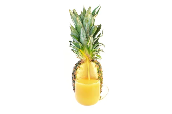 Pineapple Juice Fruit White Background — Stock Photo, Image