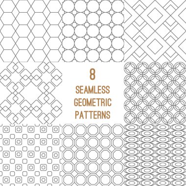 8 geometrik Dikişsiz desen renk örnekleri ile set