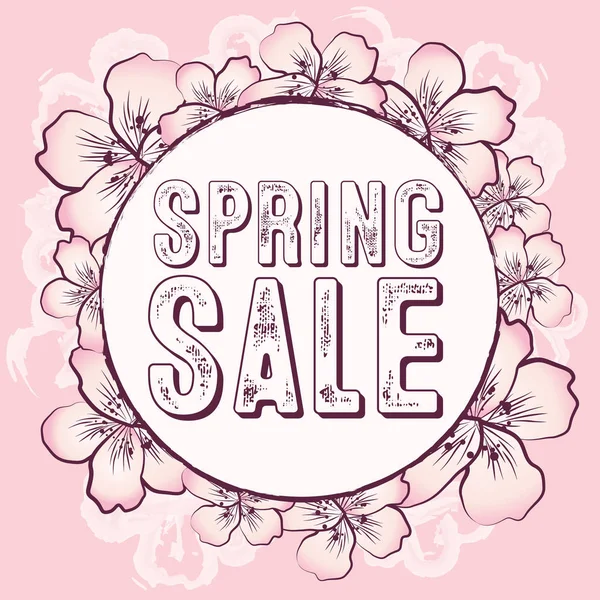 Banner de venta de primavera con flores — Vector de stock