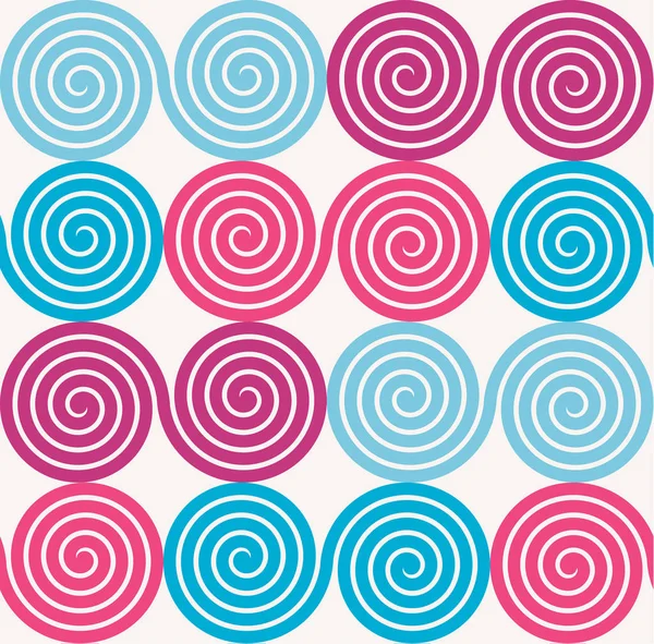 Fondo Abstracto Sin Costuras Con Espirales Azules Rosadas — Vector de stock