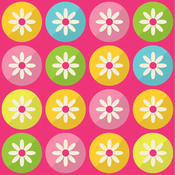 Patrón Sin Costuras Con Flores Colores Fondo Rosa — Vector de stock