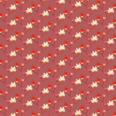 Elle çizilmiş çiçekli vektörsüz desen