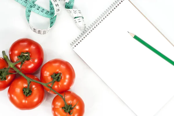 Concepto de fitness de tomate vegetal. Vista superior . — Foto de Stock