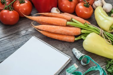 Sebze karışık fitness kavramı. Üstten Görünüm.