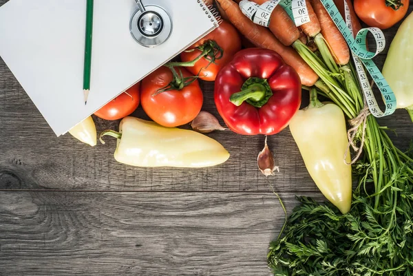 Sebze karışık fitness kavramı. Üstten Görünüm.