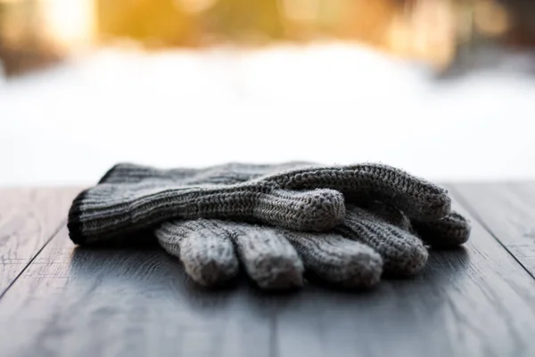 Gloves winter scene background. — Stock Photo, Image