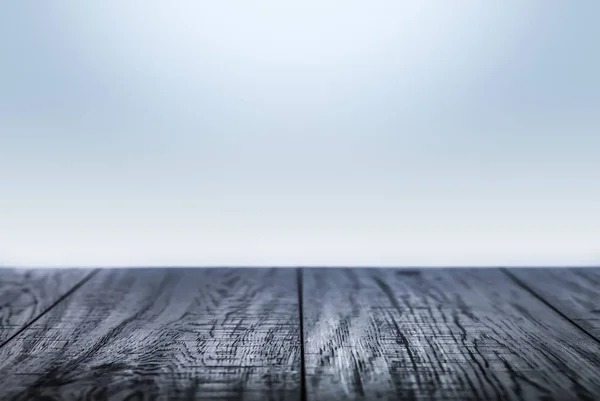 Zimowa scena tło z drewniane biurko. Obrazek Stockowy