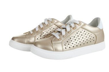 Bir çift altın spor ayakkabı 