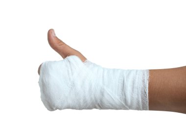 bir adamın bandajlı el 