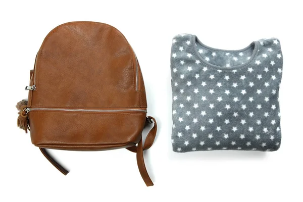 Sudadera y mochila marrón i — Foto de Stock