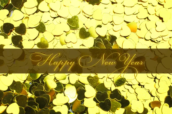 Inskriptionen ”happy new year”, guld paljetter — Stockfoto