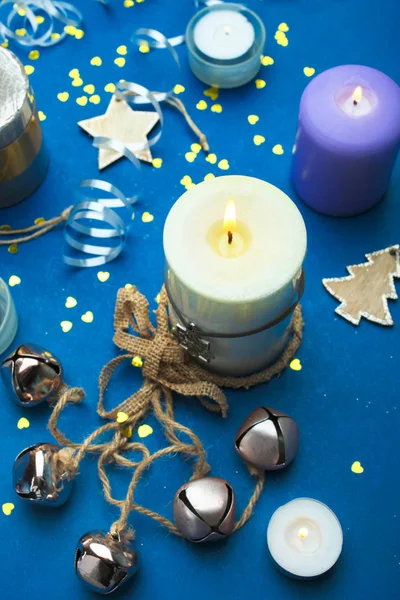 Candles, New Year's background Stock Photo