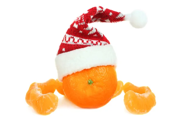 Mandarin in a New Year hat — Stock Photo, Image