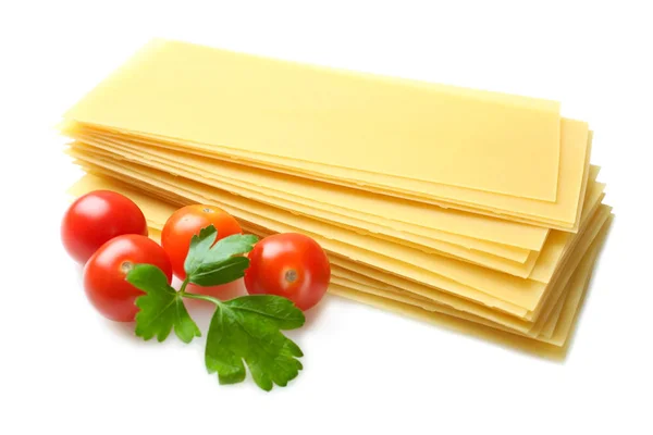 Těsto na lasagne a rajčaty — Stock fotografie