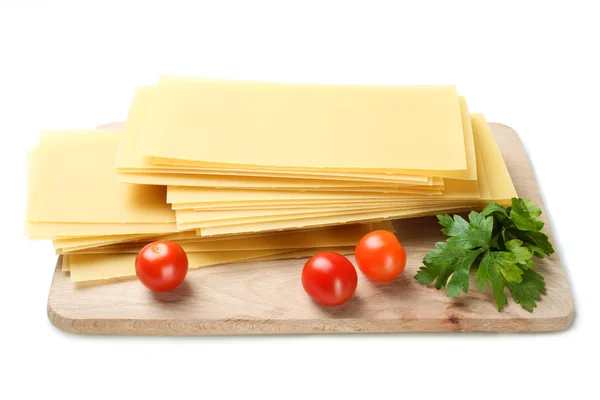 Těsto na lasagne a rajčaty — Stock fotografie