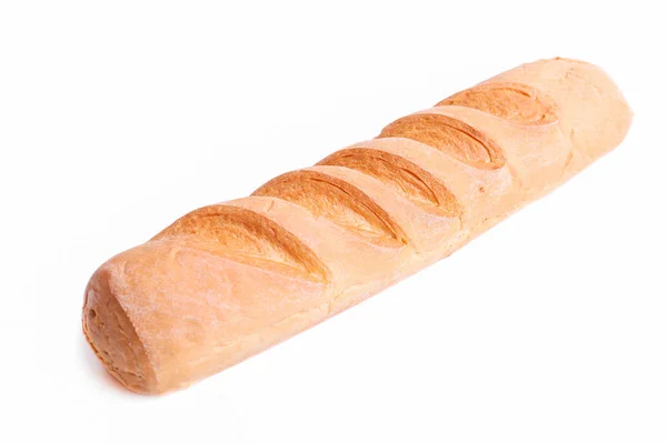 Francês Crocante Baguete Isolado Fundo Branco — Fotografia de Stock