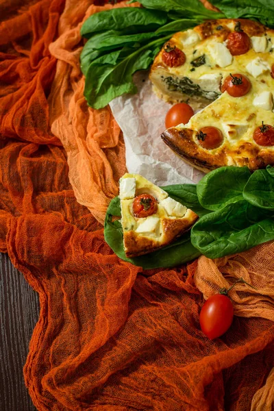 Torta Com Espinafre Legumes Doces Caseiros — Fotografia de Stock