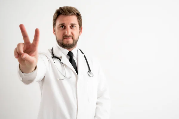 청진기를 의사의 그려진 승리의 — 스톡 사진