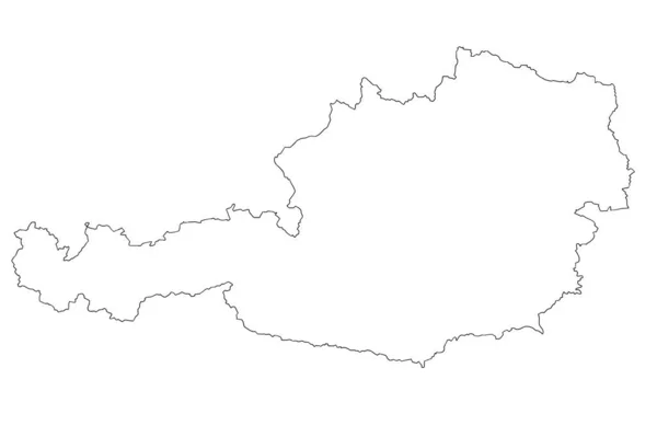 Mappa Dell Austria Con Bandiera Nazionale Isolata Sfondo Bianco — Foto Stock