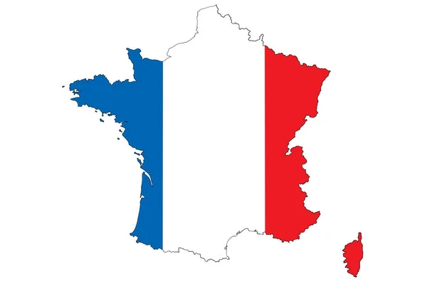 Map France National Flag Isolated White Background — Stock Photo, Image