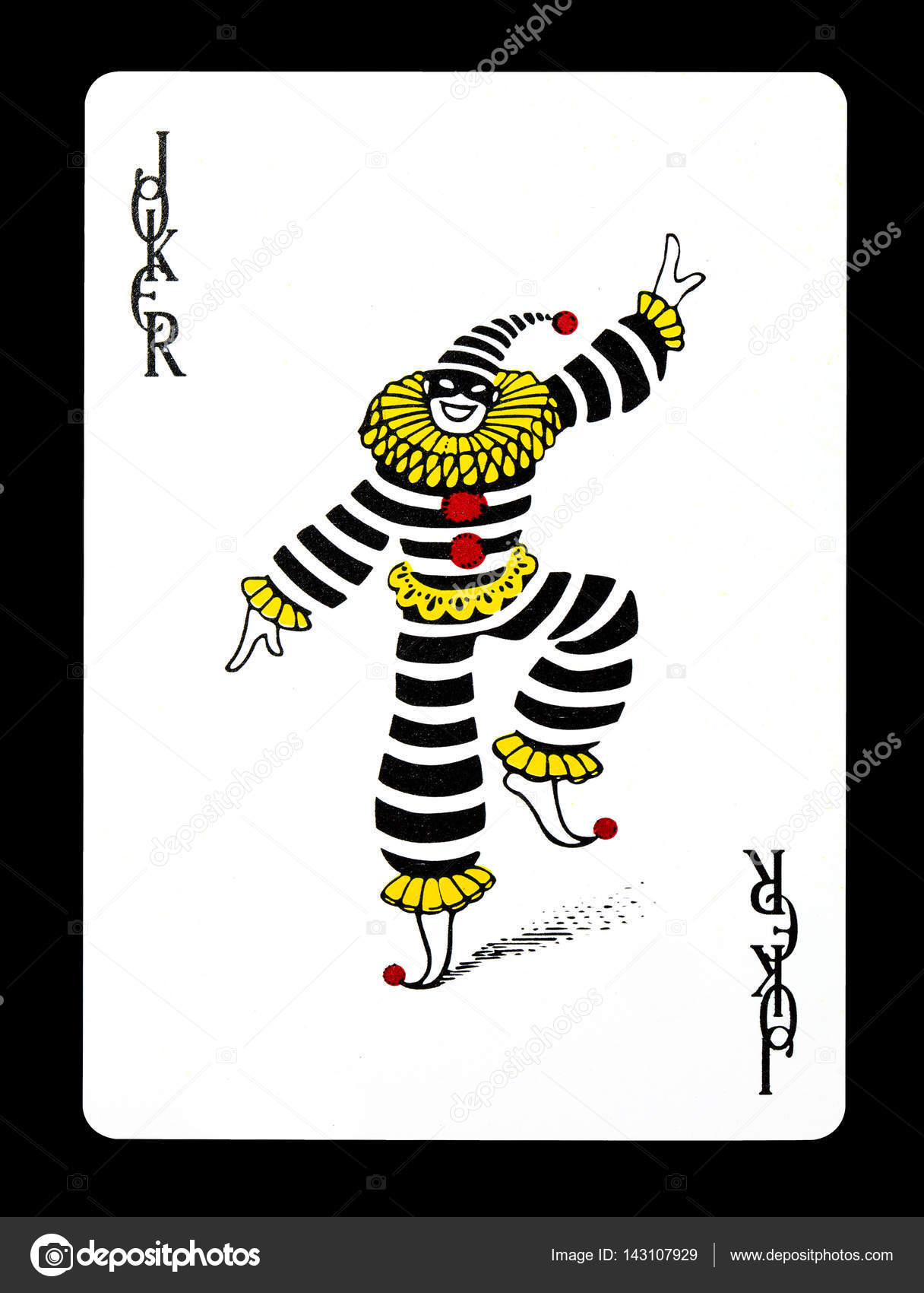 ジョーカー カラフルなトランプ、黒の背景に分離.— ストックイラストレーション by © Ekachai.S #143107929