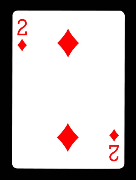 Dos de Diamantes jugando a las cartas, aislados sobre fondo negro . — Foto de Stock