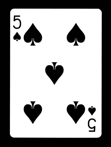 Five of spades playing card, isolated on black background. — Stock Photo, Image