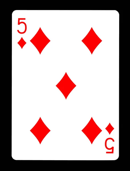 Cinco de Diamantes jugando a las cartas, aislados sobre fondo negro . — Foto de Stock