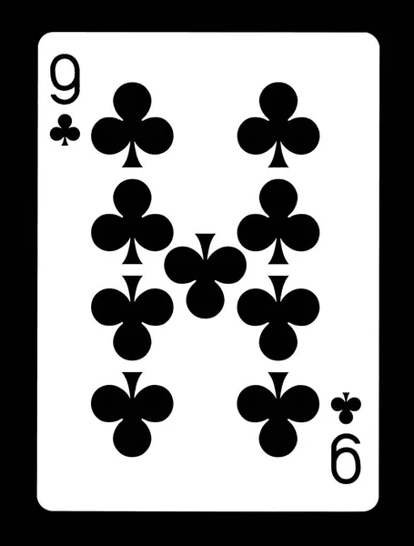 Nueve de Clubes jugando a las cartas, aislados sobre fondo negro . —  Fotos de Stock