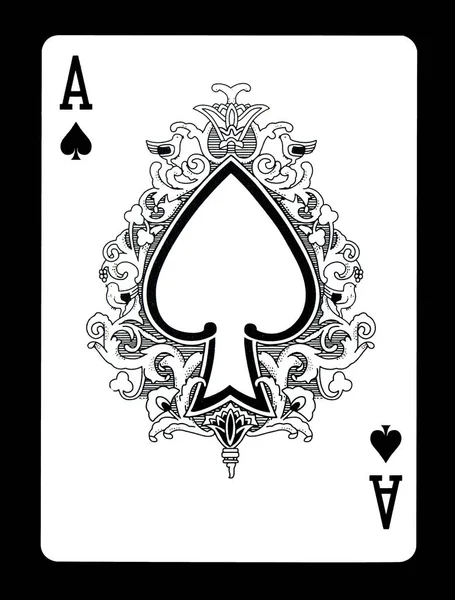 Ace of spades playing card, isolated on black background. — Stock Photo, Image