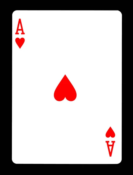 Ace від сердець гральна картка, ізольована на чорному тлі . — стокове фото