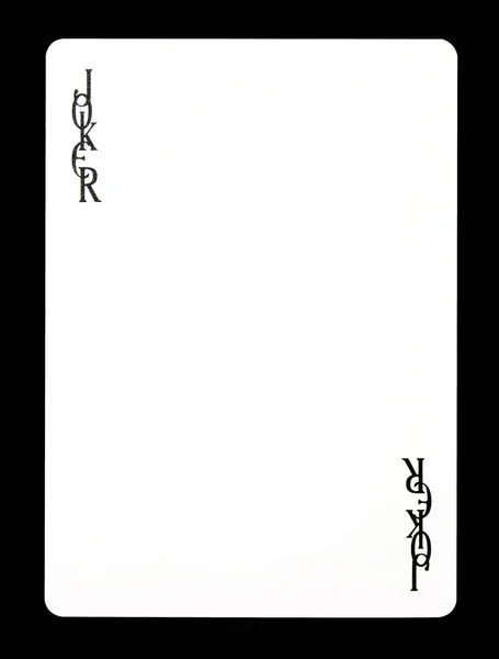 Joker színtelen játékkártyát, elszigetelt fekete háttér. — Stock Fotó