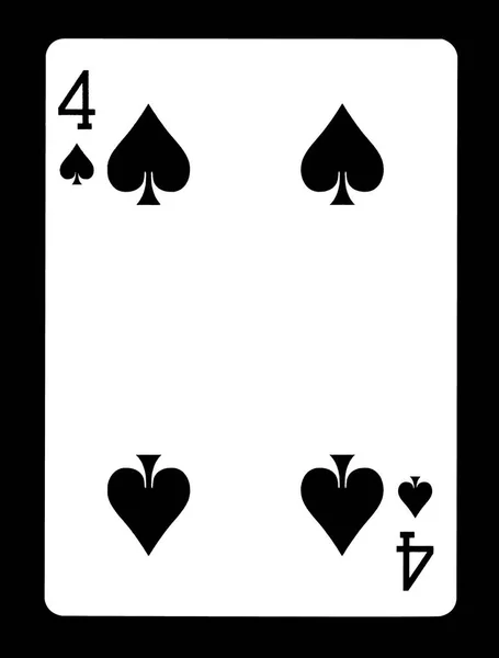 Four of spades playing card, isolated on black background. — Stock Photo, Image