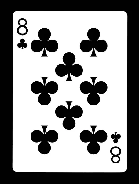 Acht Clubs speelkaart, geïsoleerd op zwarte achtergrond. — Stockfoto