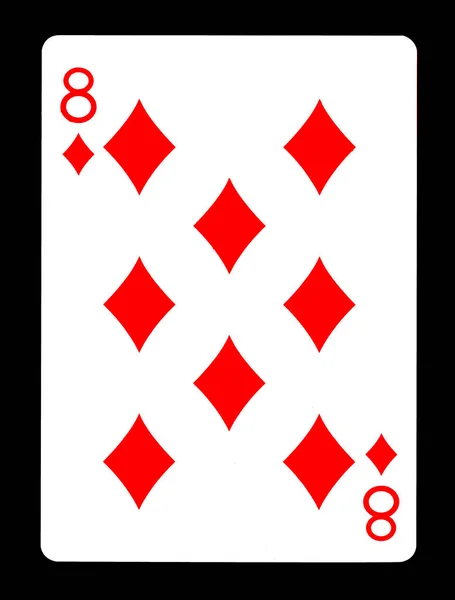 Osiem kart do gry diamenty, na białym na czarnym tle. — Zdjęcie stockowe