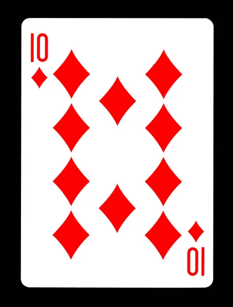 Dez de Diamantes cartão de baralho, isolado em fundo preto . — Fotografia de Stock
