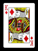 Král diamantů hrací karta, izolované na černém pozadí. 
