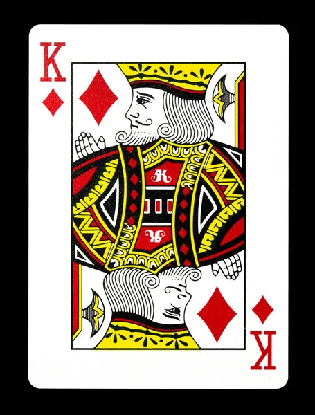 Raja Berlian bermain kartu, terisolasi di latar belakang hitam . — Stok Foto
