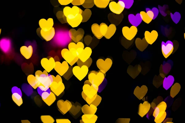 抽象的な黄色紫光心ボケ背景 — ストック写真