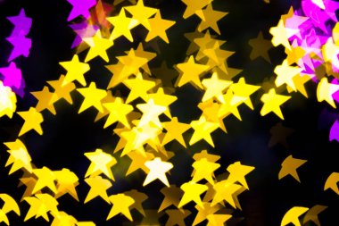 Sarı mor ışıklar Star bokeh arka plan 