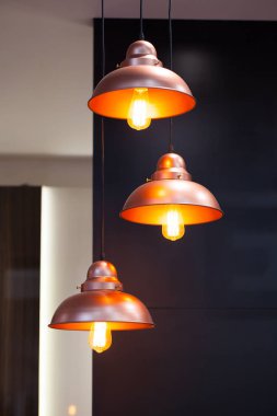 Arka plan ağaç ile akkor lambalar. Edison lambası.