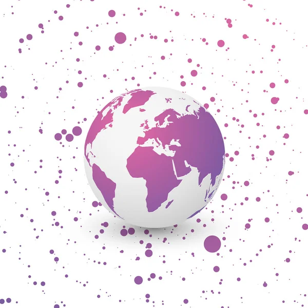 Фіолетова світова куля на пунктирному фоні — стоковий вектор
