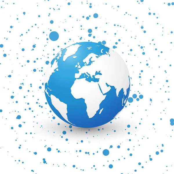 Mundo azul globo sobre fondo punteado planeta tierra europa — Archivo Imágenes Vectoriales