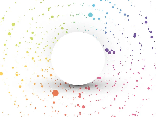 Fondo de puntos arco iris abstracto con círculo blanco en blanco — Archivo Imágenes Vectoriales