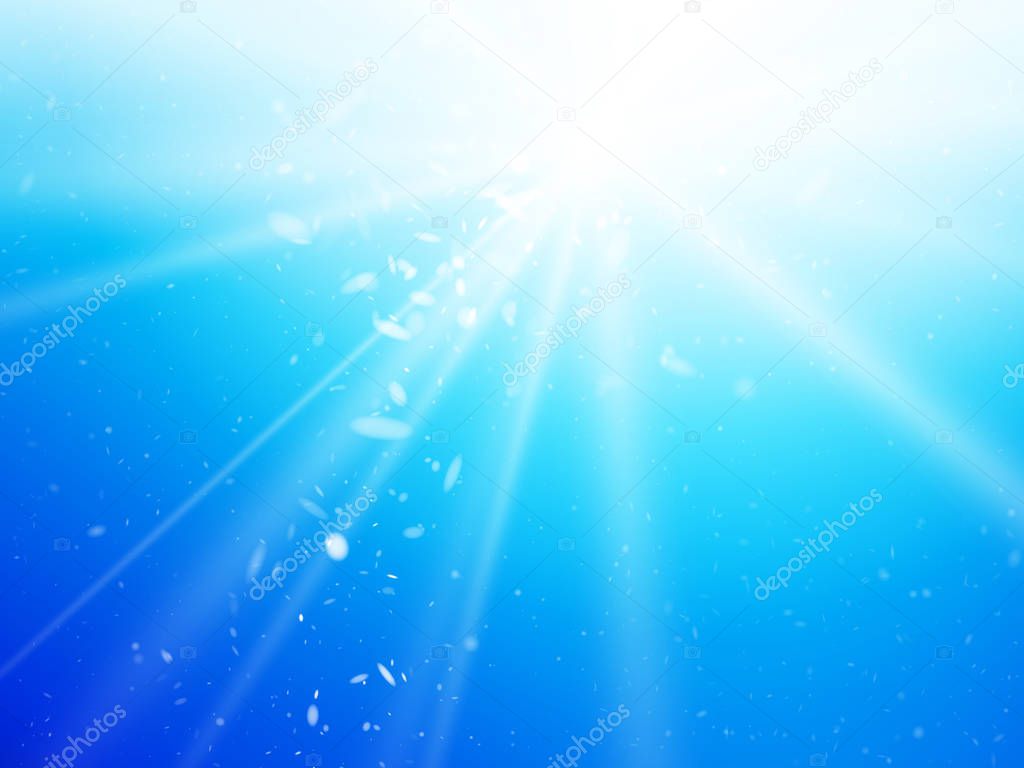 light rays and dust blue sky background