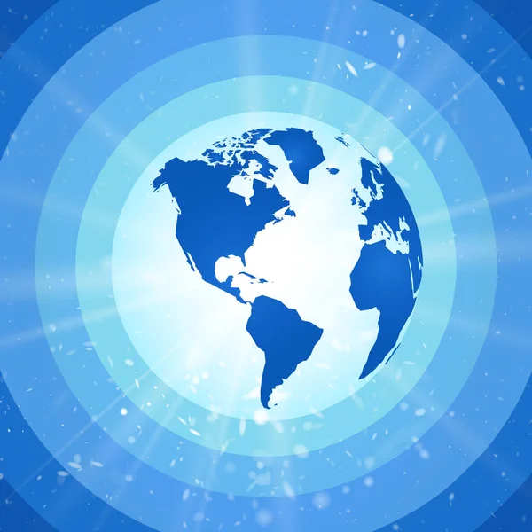 Αφηρημένο κόσμο κόσμο, μπλε πλανήτη γη με starburst Αμερική v — Διανυσματικό Αρχείο