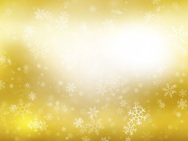 kar taneleri ile altın Kış Noel arka plan