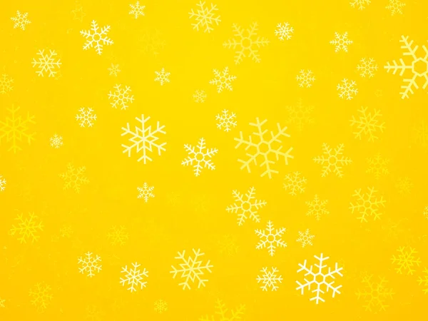 Joulun keltainen tausta lumihiutaleilla — vektorikuva