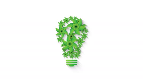 Verde Eco Lampadina Animazione Composta Girandola — Video Stock